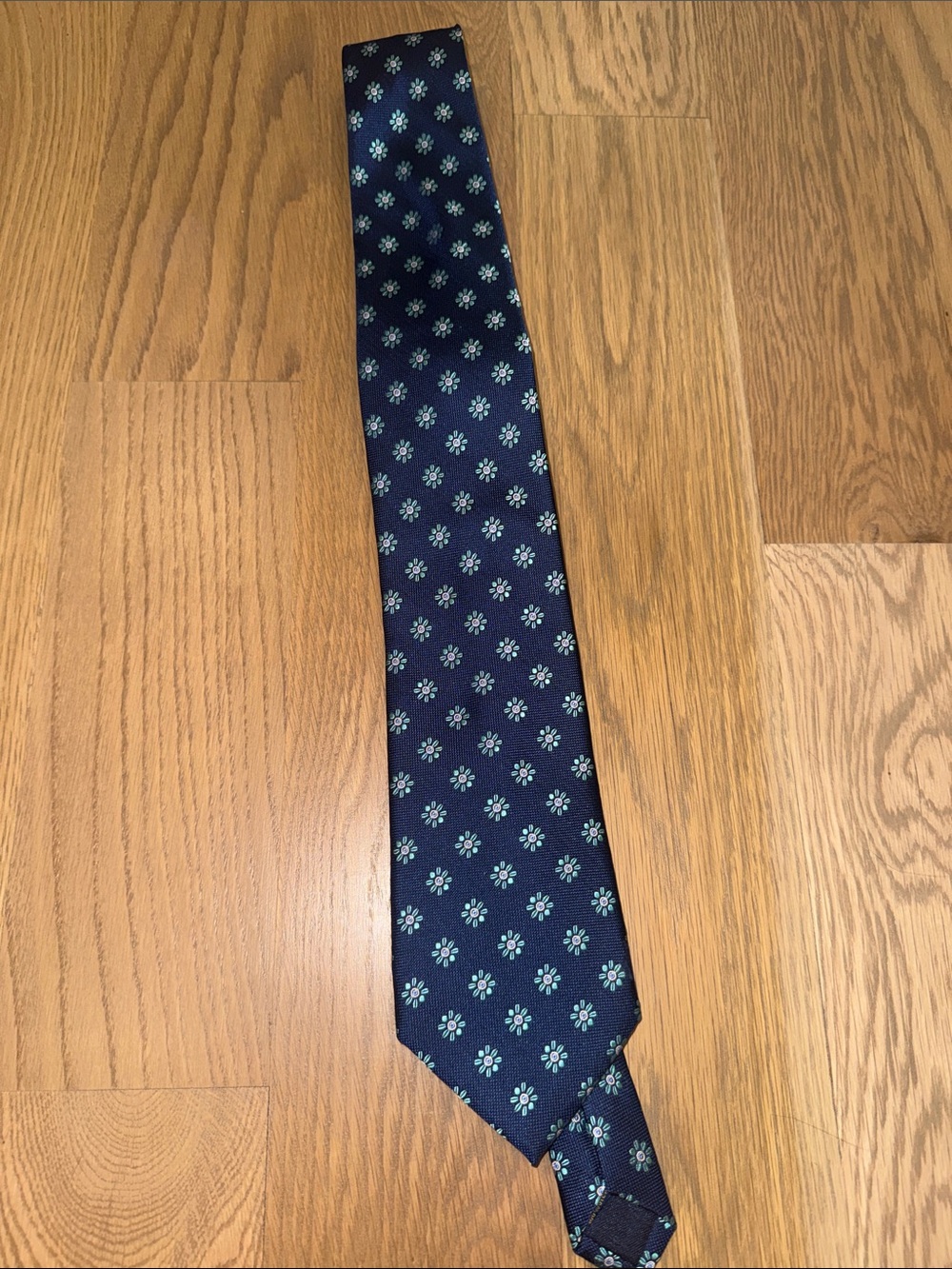 Club Room Navy Tie with Light Blue Floral Pattern